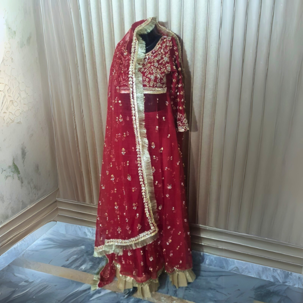 Red Luxury Frock & Dupatta – Exquisite Bridal & Festive Wear