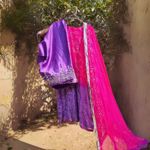 Vibrant Purple & Pink Embroidered Georgette Suit with Dupatta