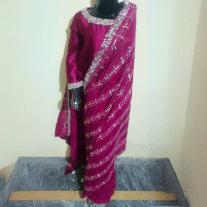 Maroon Mirror Work Georgette Suit with Heavy Embellished Dupatta